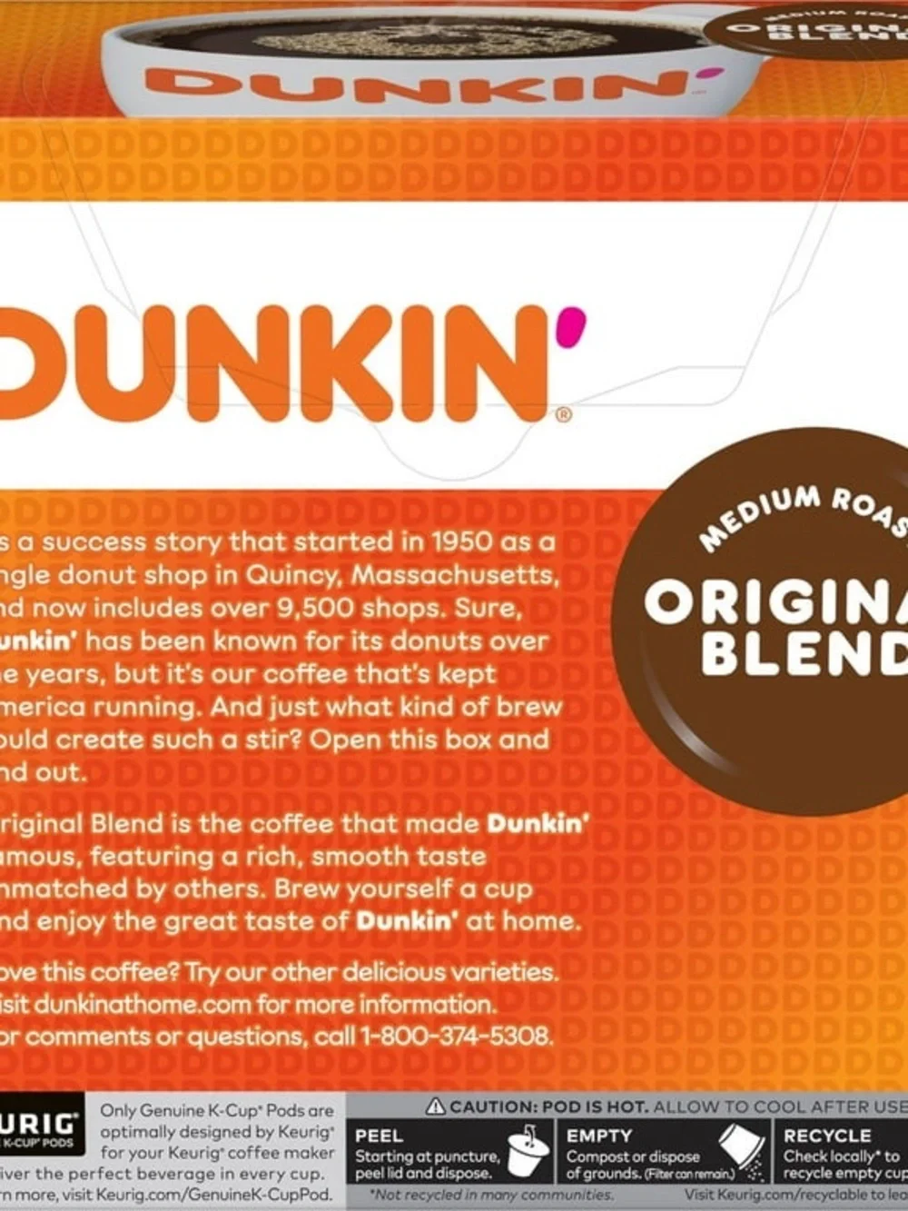 Dunkin' Original Blend Medium Roast Coffee Keurig K Cup Pods
